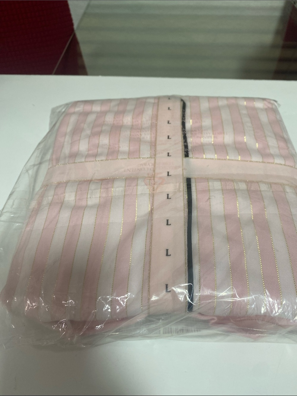 Victoria's Secret Pink and Gold Striped Women Pajama Set. Size L - Picture 6 of 7